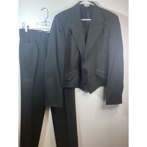 VTG Circle S Dallas Western Bolero Suit Black Cropped Jacket Cowboy Formal 44
